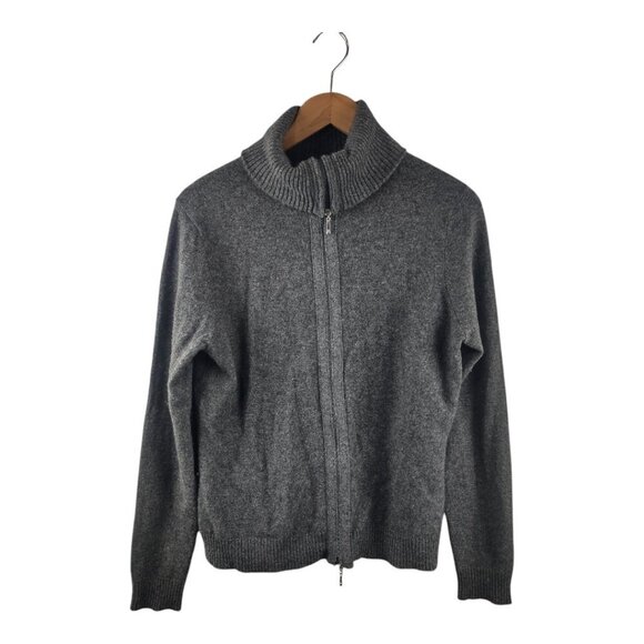 Valerie Stevens Sweaters - Women's Grey Cashmere Zip Up Cardigan Size Medium